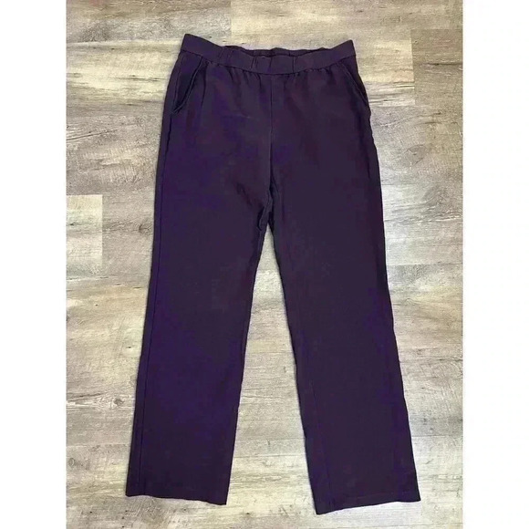 Eileen Fisher Wide Leg Pull On Pants Dark Brown Womens M Viscose Pockets Stretch - Picture 1 of 10